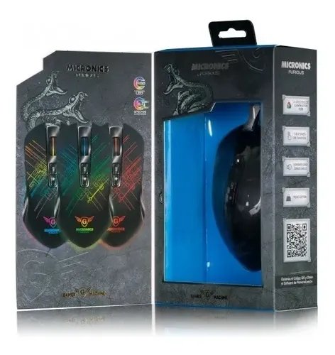 MOUSE MICRONICS FURIOUS, RGB, 7 BOTONES, USB, 6400 DPI